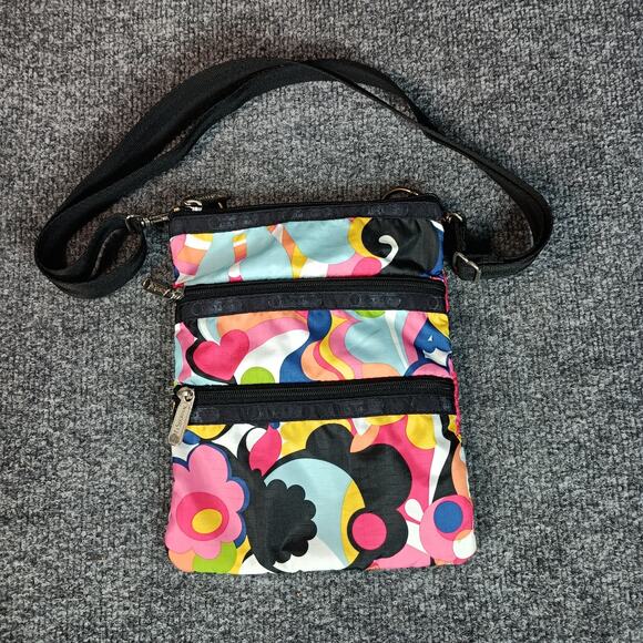 Lesportsac Handbags - LeSportsac Triple Zip Crossbody Bag Multicolor Floral Abstract Print Travel
